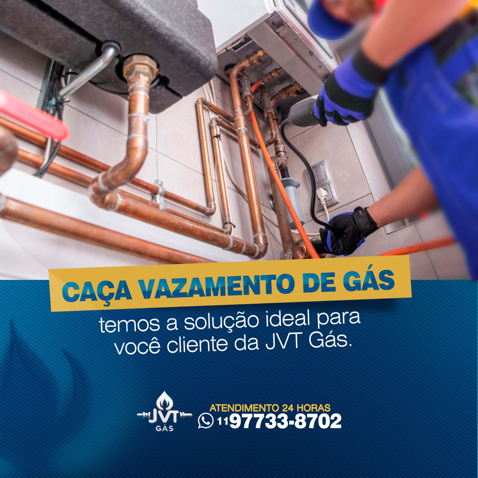 Aplicação de resina na tubulação de gás